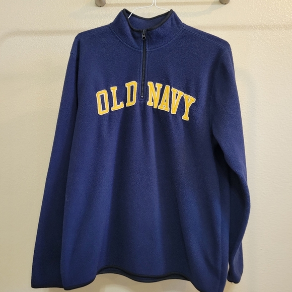 Vintage Old Navy Men Fleece sweatshirt navy blue/yellow size large - Picture 1 of 4